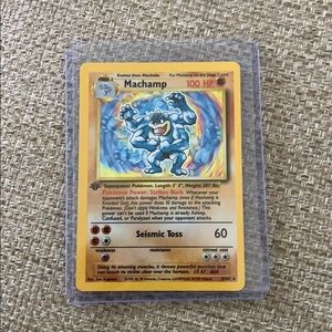 Holographic 1st edition Machamp Pokémon Card